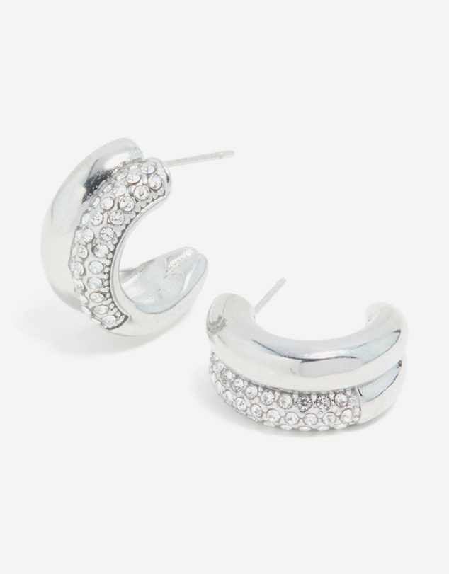 Lovisa - Waterproof Stainless Steel Cubic Zirconia Pave Illusion Hoop Earrings