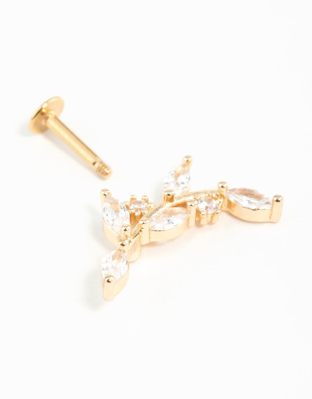 Lovisa - Gold Plated Surgical Steel Curved Vine Single Flat Back