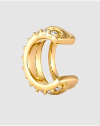 Elli Jewelry - Earrings Single Earcuff Crystal 925 Sterling Silver Gold-Plated