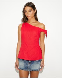 Dazie - Wednesday One Shoulder Linen Blend Top