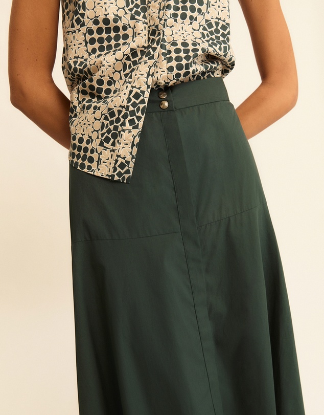 Emme - Dark Green Cotton Popeline Skirt
