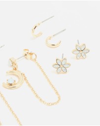 Lovisa - Gold Celestial Stacker Earrings 5-Pack