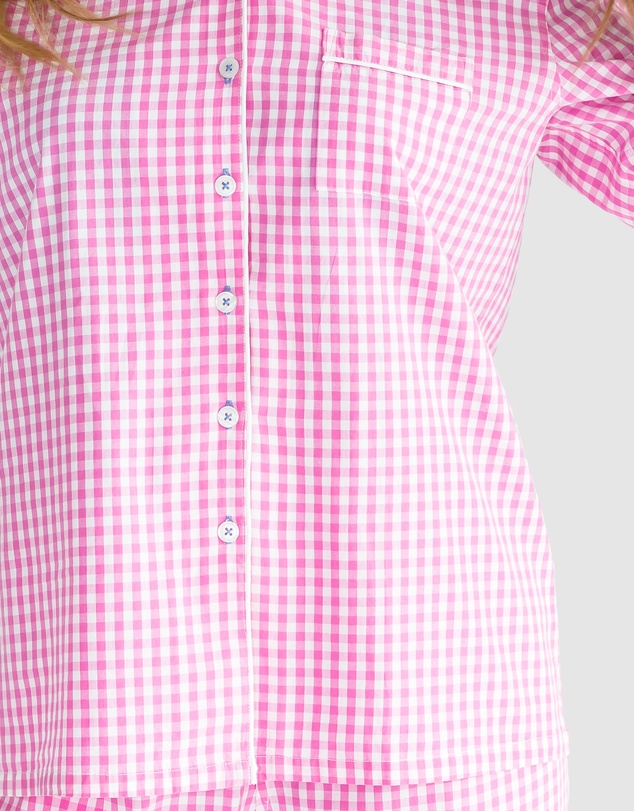 Sant And Abel - Women's Hepburn Gingham Pink Long PJ Set