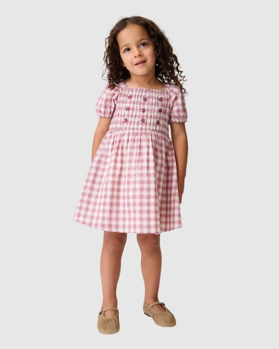 GAP - SS Smock Plaid Dress - Babies-Kids