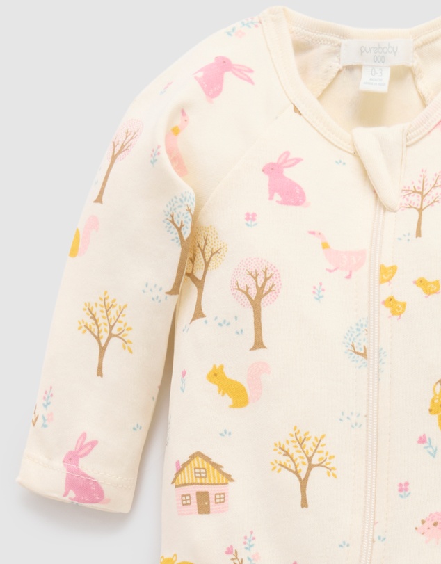 Purebaby - 2 Pack Basics Printed Zip Growsuit -Kids-Babies