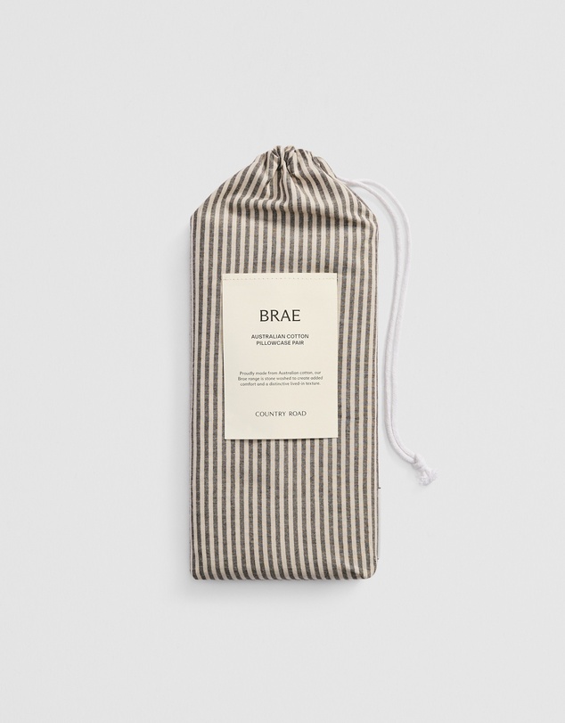 Country Road - Brae Australian Cotton Stripe Standard Pillowcase Pair
