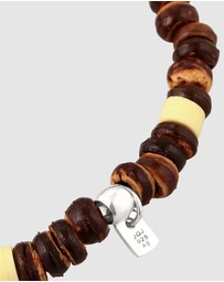 Kuzzoi - ICONIC EXCLUSIVE - Bracelet Male Elegant Brown Coconut Beads 925 Sterling Silver