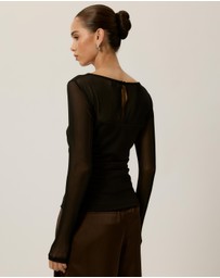 Tussah - Amelia Sheer Panel Gathered Long Sleeve Top