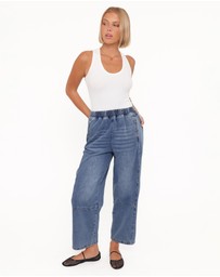 Petal & Pup - Sophie Cropped Barrel Jean - Medium Wash