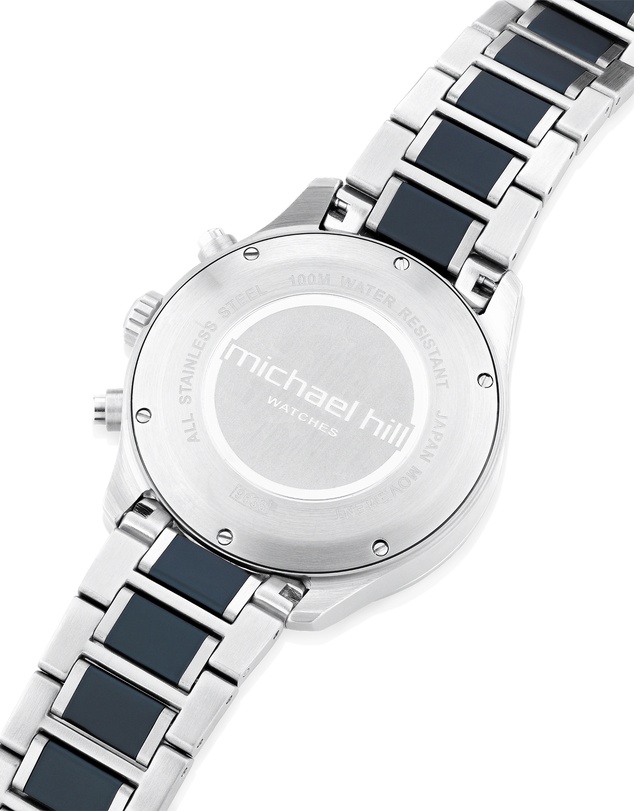 Michael Hill - Solar Powered Men's Watch with Blue Tone in Stainless Steel