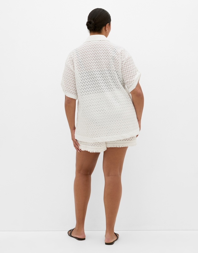 City Chic - Andros Jacquard Knit Shirt - ivory
