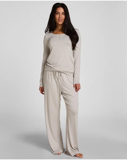 Hunkemoller - Long Henley Stripe Pyjama Set