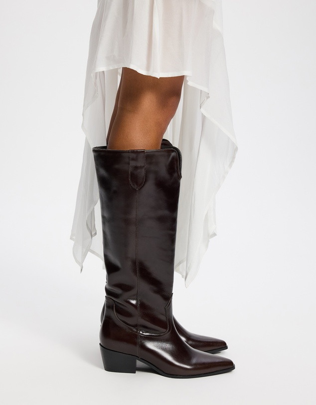 AERE - Rozalia Knee High Leather Cowboy Boots