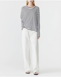 Bassike - Stripe Slouch Long Sleeve T-Shirt