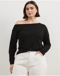 Atmos&Here Curvy - Della Off Shoulder Fine Knit Top