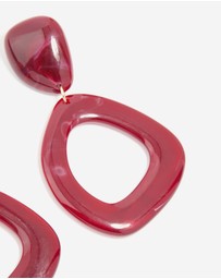 Lovisa - Red Acrylic Organic Open Square Oval Drop Earrings