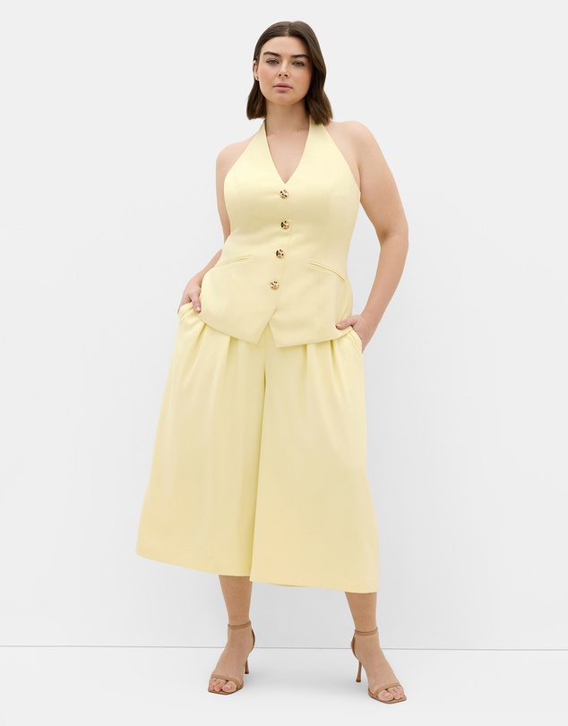 City Chic - Plus size Abbie Halter Vest - lemon sorbet