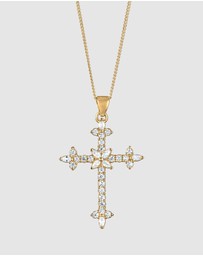 Elli Jewelry - Necklace Cross Zirconia Gold-plated 925 Sterling Silver