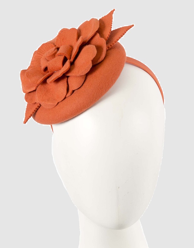 Max Alexander - Felt Orange Winter Pillbox Fascinator