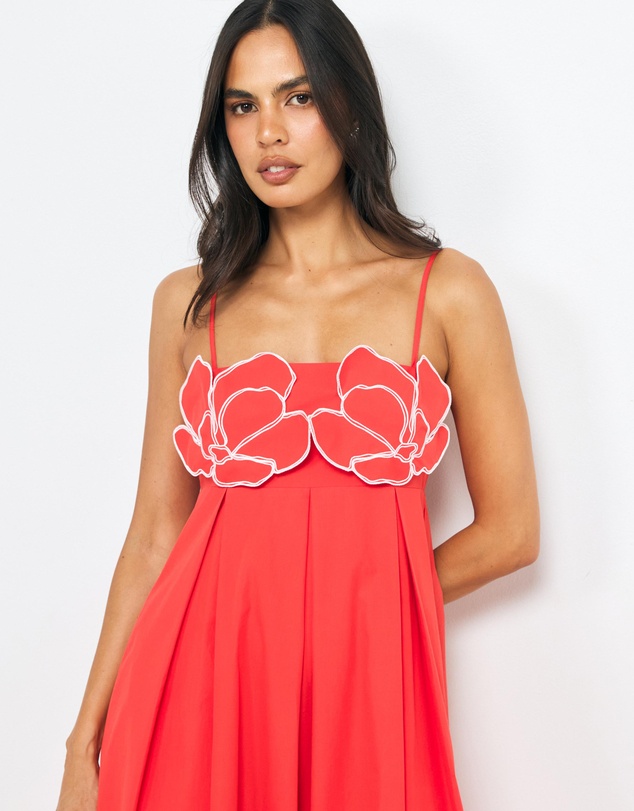 AERE - Loa Embroidered Flower Midi Dress