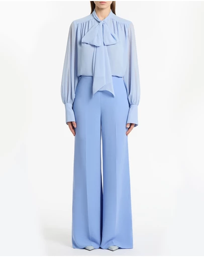 Carla Zampatti - Powder Blue Georgette Bow Front Blouse