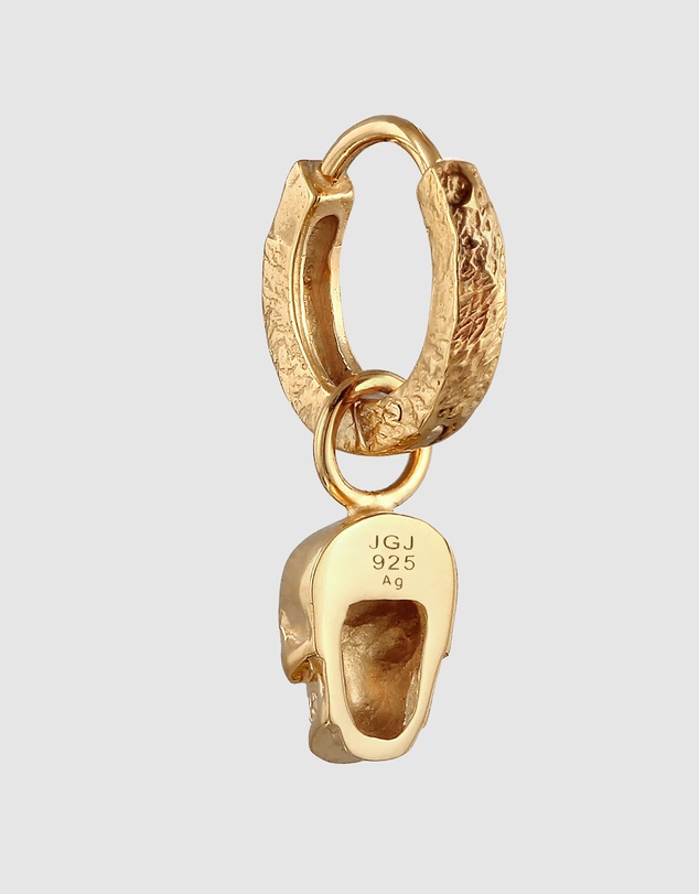 Kuzzoi - ICONIC EXCLUSIVE - Single Hoop Earring with Skull in Gold-Plated 925 Sterling Silver