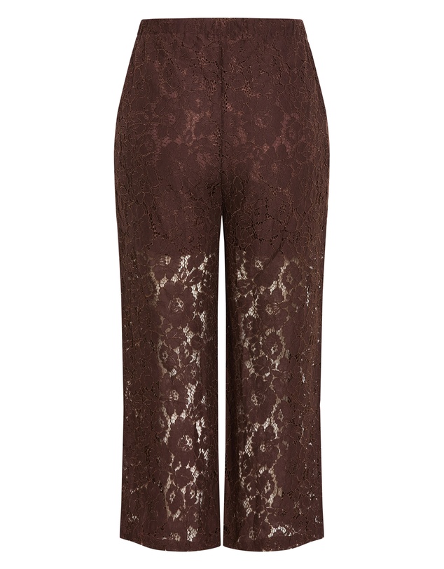 City Chic - Plus size Lani Lace Pant - chocolate
