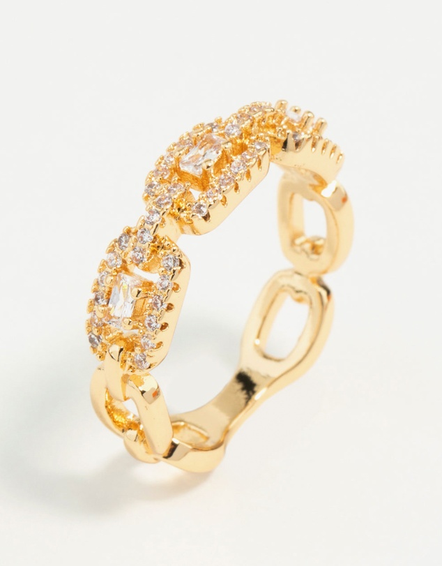 Lovisa - Gold Plated Cubic Zirconia Chain Ring