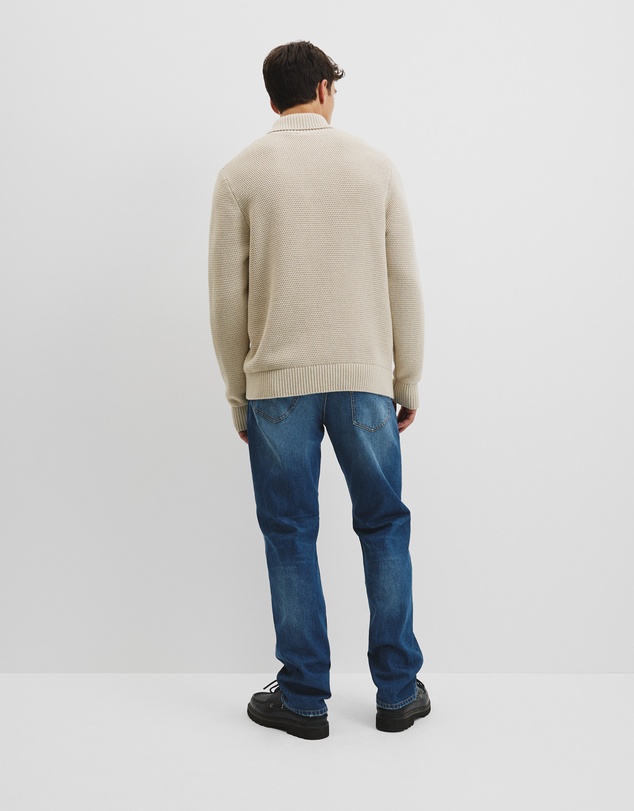 Country Road - Australian Good Earth Cotton Wool Blend Textured Roll Neck Knit