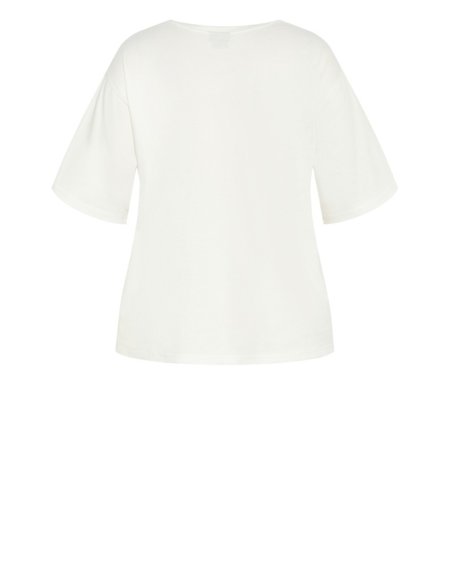 City Chic - Plus size Oversized V Neck Tee - ivory