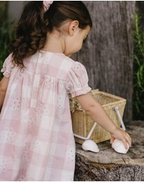 Bebe by Minihaha - Lara Cutwork Check Dress - Kids