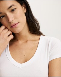 Cotton On - Goldie Rib V Neck Short Sleeve