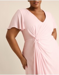 Six Stories - Knot Front Flutter Sleeve Chiffon Bridesmaid Dress