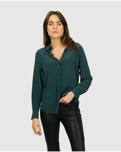 The Fable - Deep Moss Green Silk Shirt