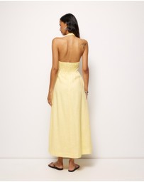 AERE - Brisa Halter Linen Slip Dress