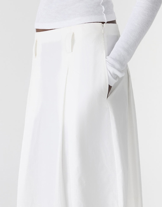 Bassike - Crushed Cotton Box Pleat Skirt
