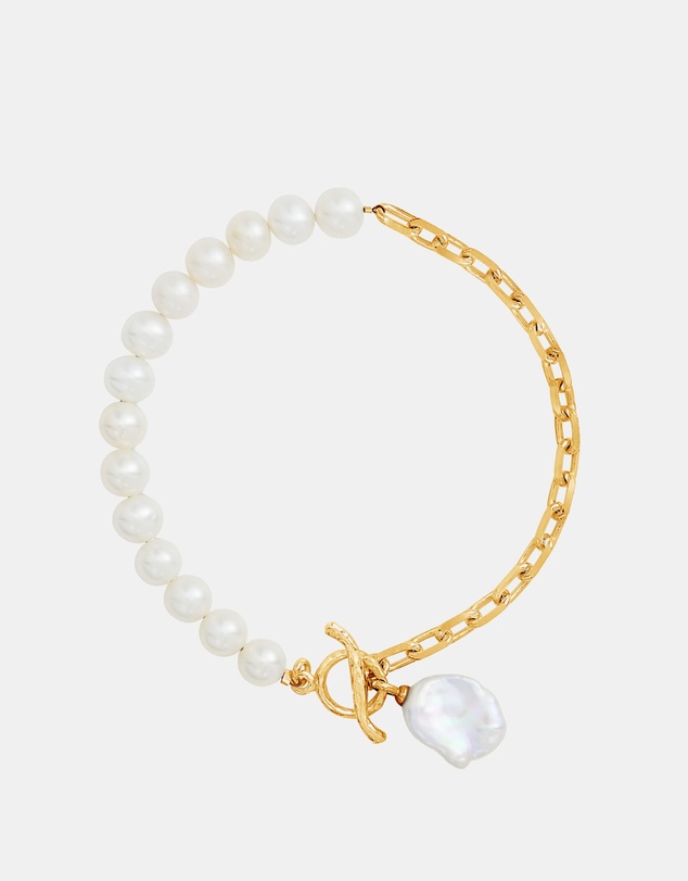 Dower & Hall - Women's Timeless Keshi Pearl Chain Bracelet In Gold Vermeil