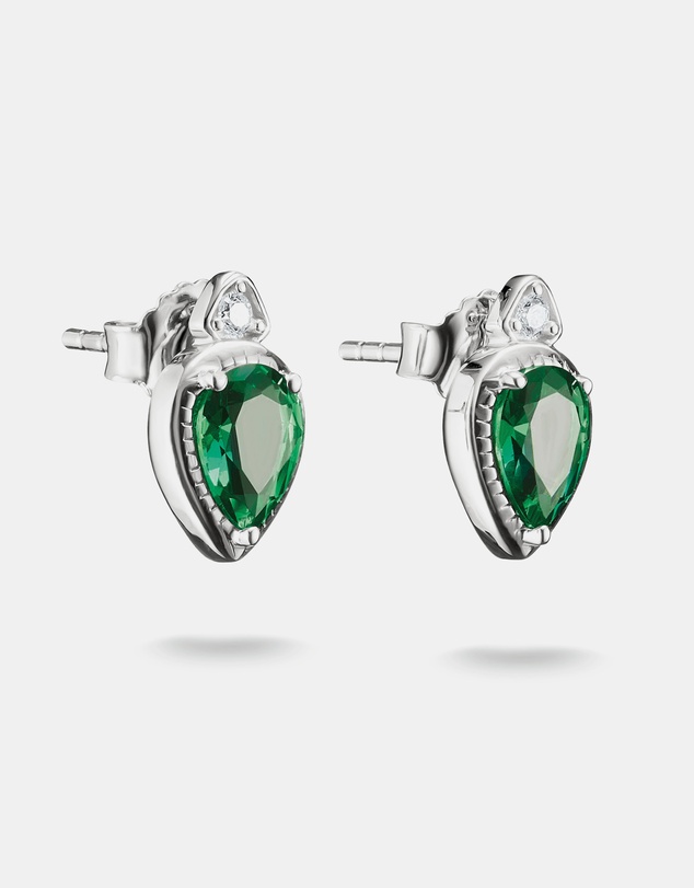 THOMAS SABO - THOMAS SABO Stud Earrings with Green Teardrop Stones Silver