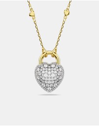 Swarovski - Idyllia pendant, Mixed cuts, Heart, White, Gold-tone plated