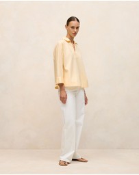 Trenery - Fine Poplin Popover Shirt in Butter