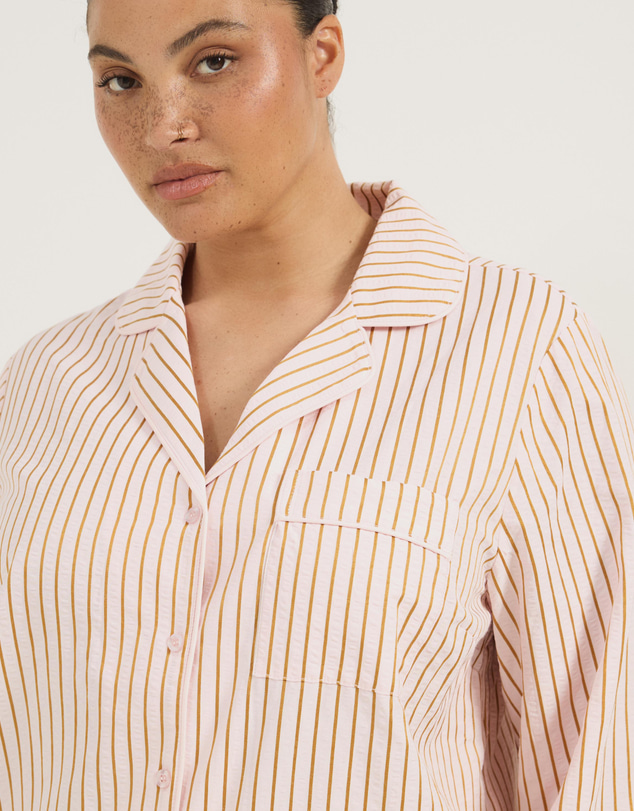 Atmos&Here Curvy - Esme Stripe Long Sleeve Pyjama Set