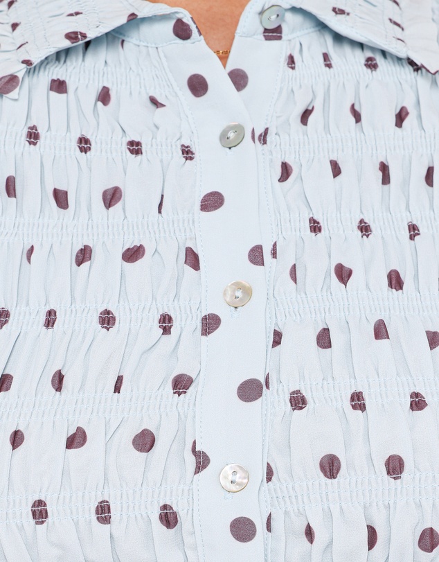 Petal & Pup - Hollis Smocked Shirt - Blue Polka Dot