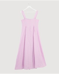 Revibe - Repaired AERE Inara Pleated Linen Midi Dress - AU 14