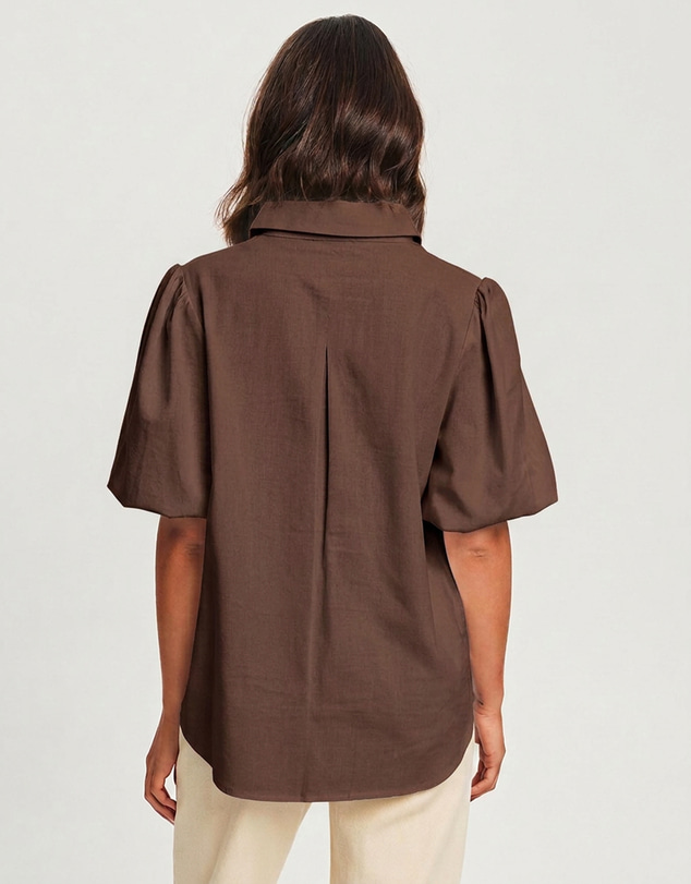 Tussah - Kiara Puff Sleeve Button Front Blouse
