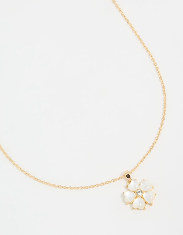 Lovisa - Gold Plated Catseye Flower Pendant Necklace
