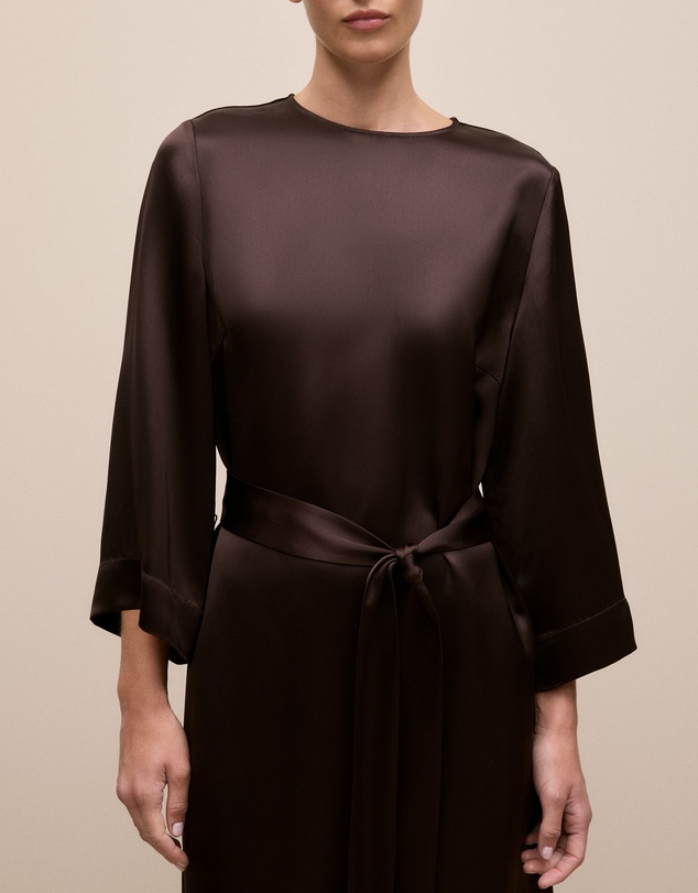 Trenery - Satin Belted Column Dress in Coffee Bean