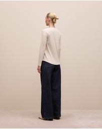 Trenery - Cotton Marle Henley in Oat Marle