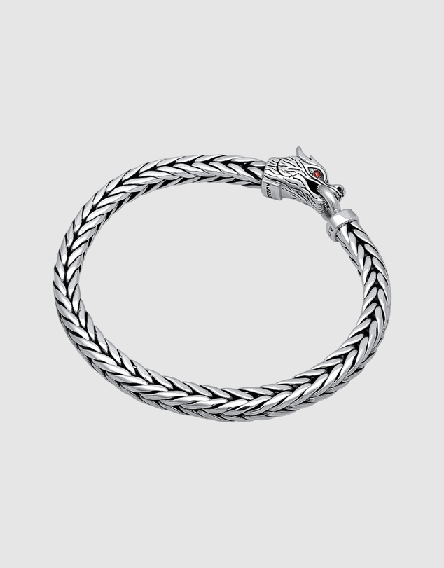 Kuzzoi - Bracelet Dragon Head Wheat Chain Bracelet in 925 Silver