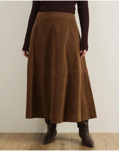 Atmos&Here Curvy - Frances Suede Flare Midi Skirt