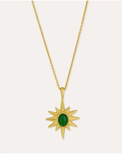 Ottoman Hands - Green Onyx Star Pendant Necklace